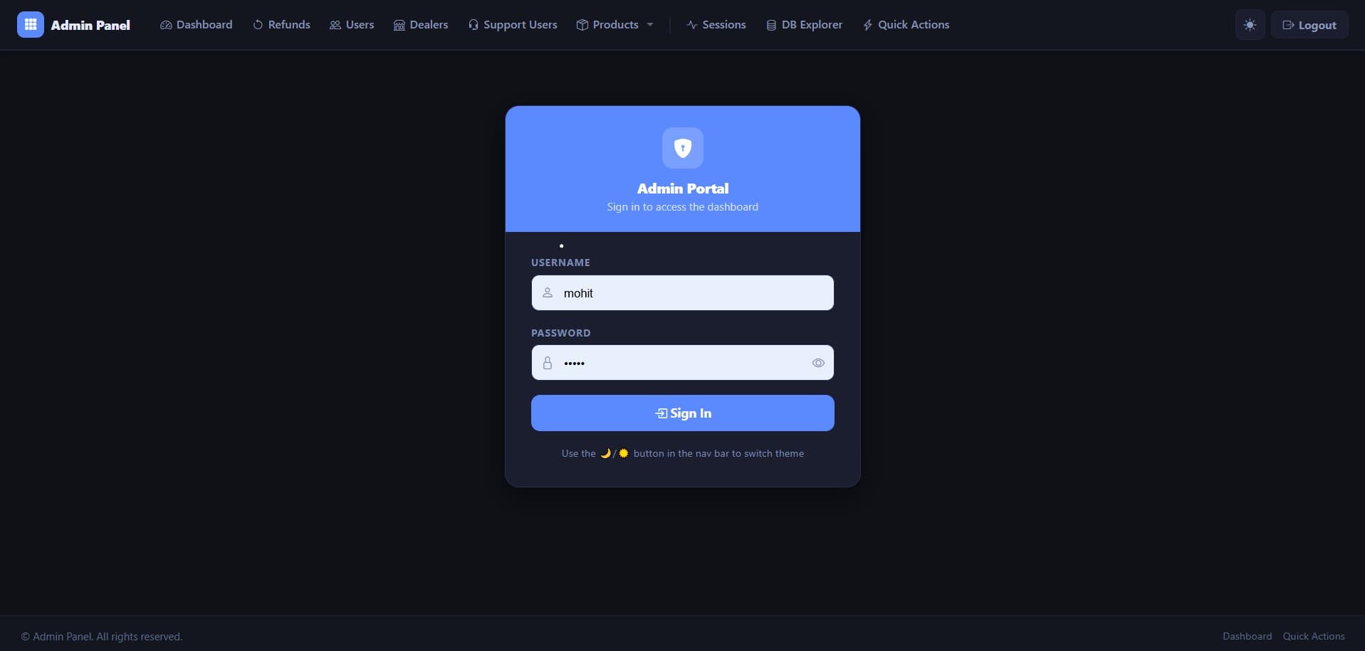Admin Panel screenshot 1